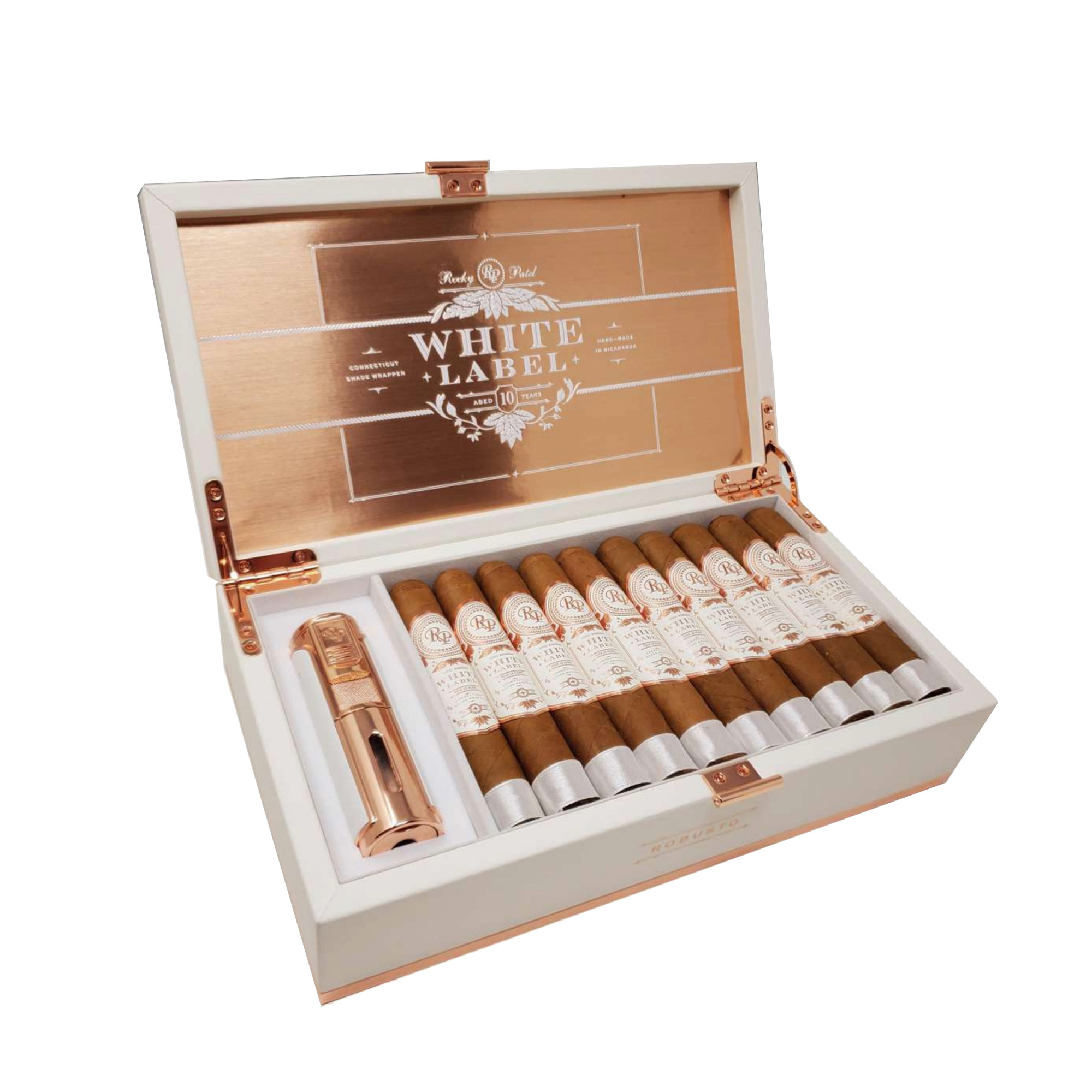 Rocky Patel Rocky Patel White Label Robusto With Lighter Unit (20) Robusto