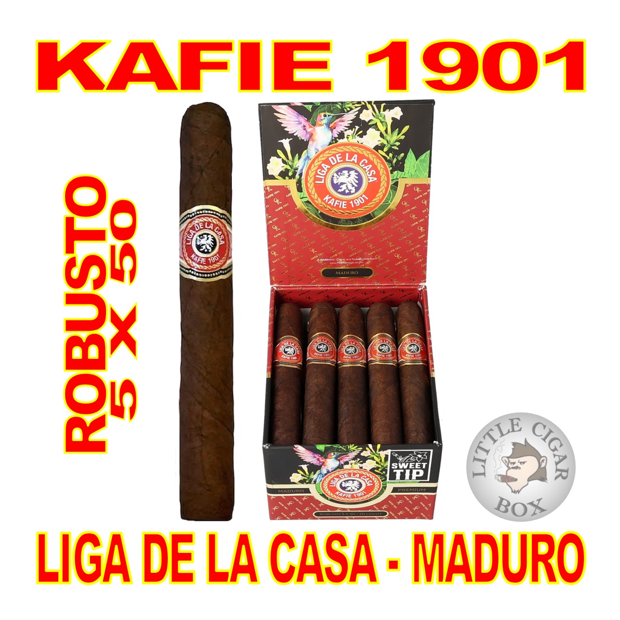 Kafie Kafie 1901 Liga De La Casa Sweet Tip Maduro Robusto Unit (20) Robusto